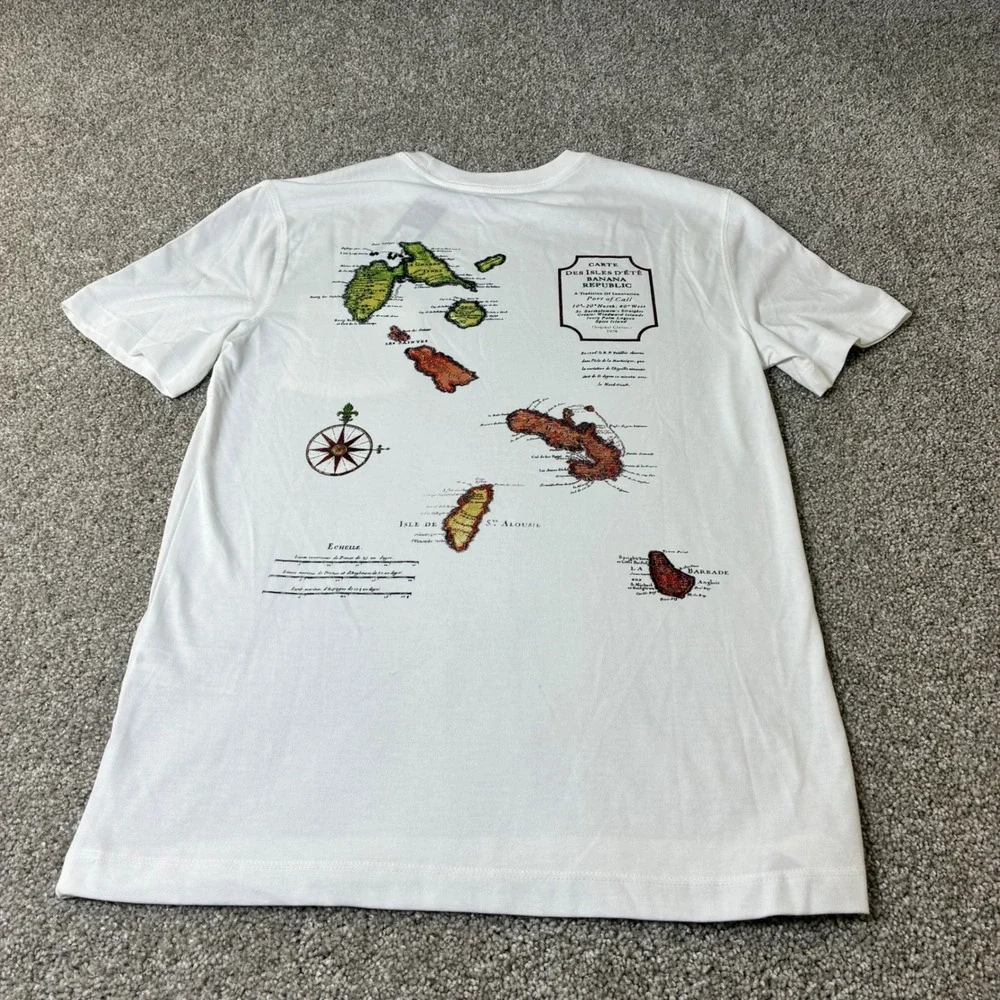 NWT Banana Republic Graphic T-Shirt Map Print‎ Short Sleeve Crew Neck Tee Small